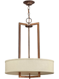 Hampton Small Chandelier With Linen Drum Shade